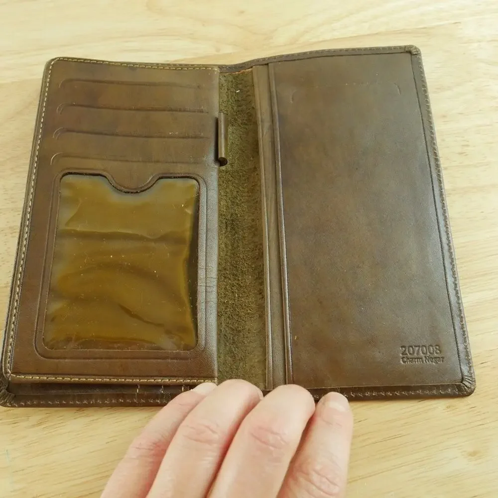 Persian Charm Negar‎ Achaemenid Soldier Folded Long Wallet Brown Leather 4x7